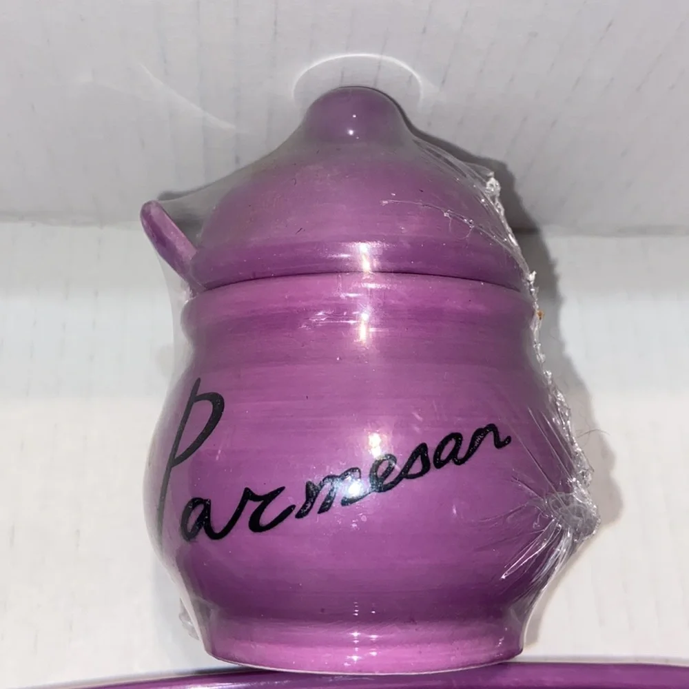 Parmesan Container, 3 Olive Turine, 2 Napkin Holders  Glazed Ceramic NEW
